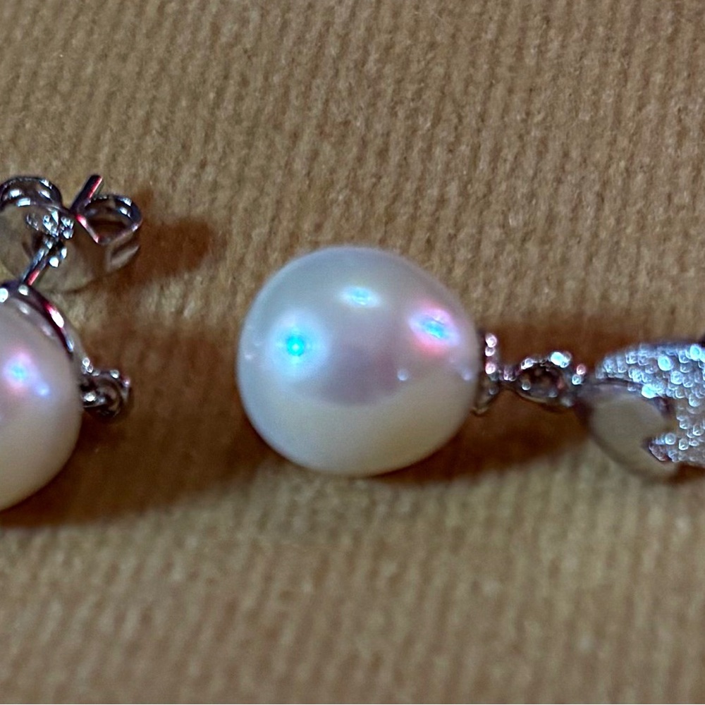 Elegant Silver Pearl Drop Earrings